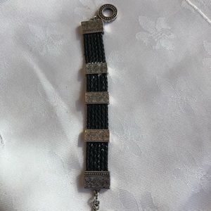 Leather and silver bracelet